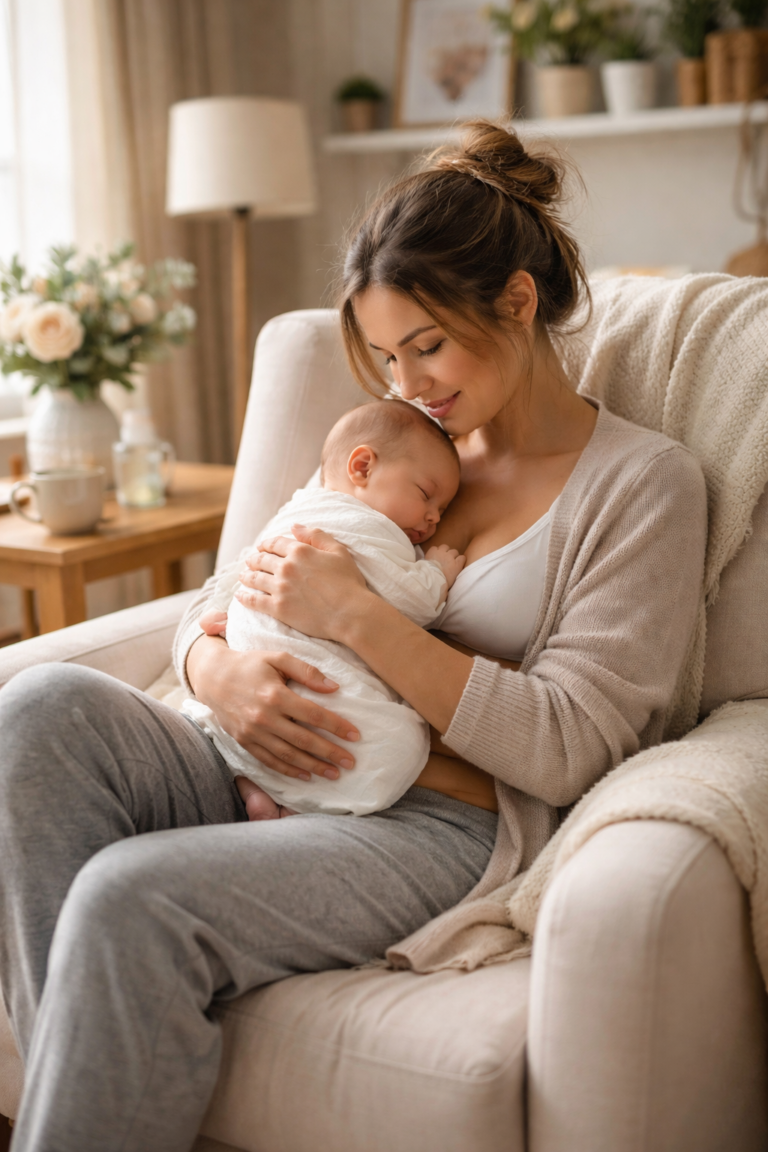 woman and baby in post partum